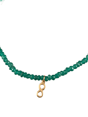 Faceted Green Onyx 14K Gold Delicate Infinity Charm Bracelet