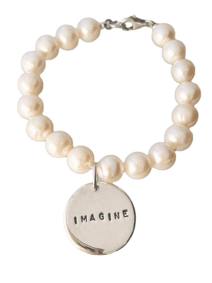 White Pearl and Imagine Charm Bracelet
