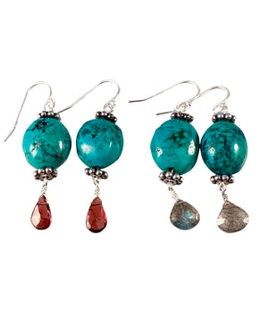 Turquoise and Briolette Gemstone Earrings