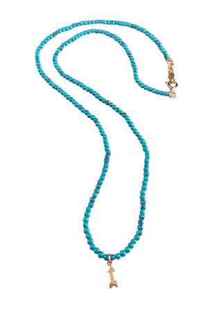 15 1/2” Turquoise Bead and 14k Gold Arrow Charm Necklace