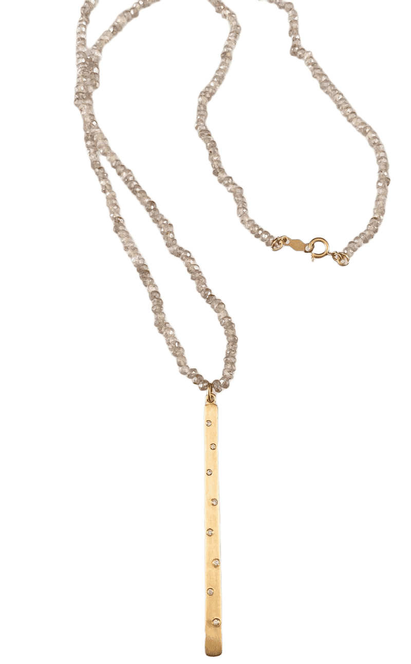 17.5” 14k Gold Diamond Matchstick Charm Necklace