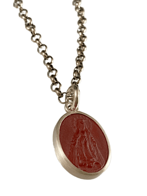 Miraculous Mary Gemstone Sterling Silver Charm Necklace