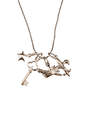 16” Magic Charm Necklace with Star Key Scepter and Fleur De Lis Charms