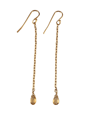 Yellow Gold Streamer Briolette Gemstone Earrings