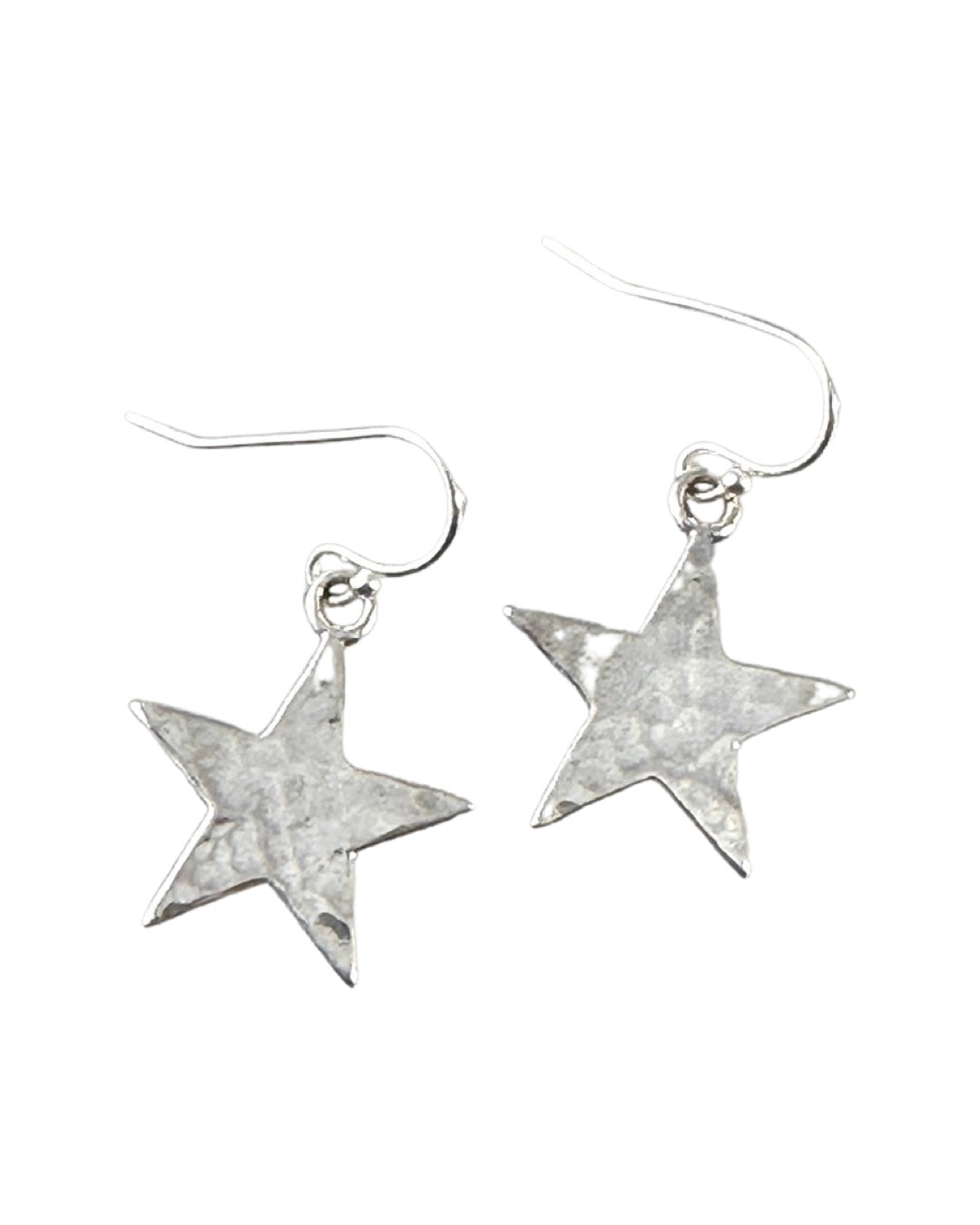 Sterling Hammered Star Earrings