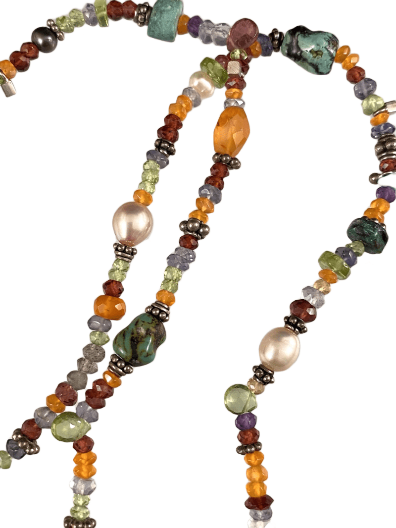 18" Multi Gemstone Miracle Tag Charm Necklace