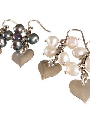 Pearl & Heart Charm Earrings