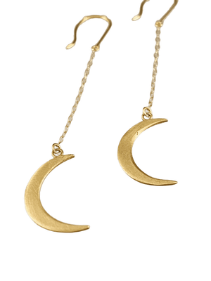 14K Gold Crescent Moon Earrings