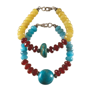 Faceted Gemstone & Turquoise Bracelet