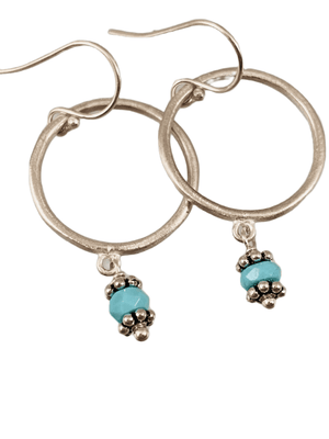 Sterling Circle and Turquoise Drop Earrings