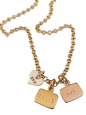 Tri Color Vermeil Triple Tag Charm Necklace