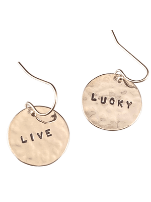 Sterling Silver Mix & Match Hammered Disc Word Earrings