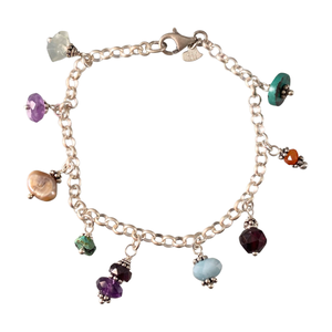 Sterling Silver Gemstone Charm Bracelet