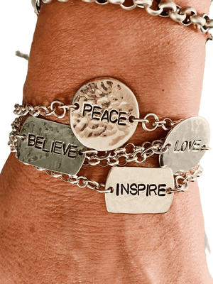 ‘Inspire’ Sterling Hammered Tag ID Bracelet