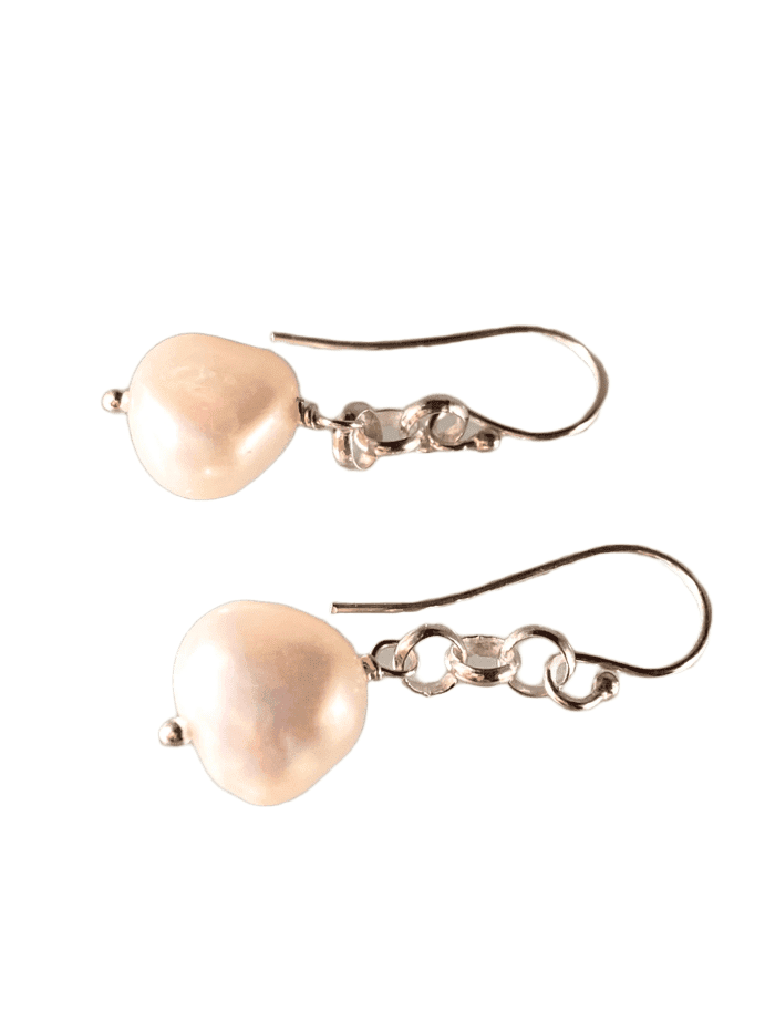 White Pearl Chain Drop Earrings