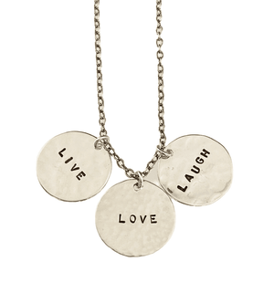 Sterling Live Love Laugh Disc Charm Necklace