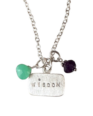 Sterling Diamond Tag & Gemstone Charm Necklace