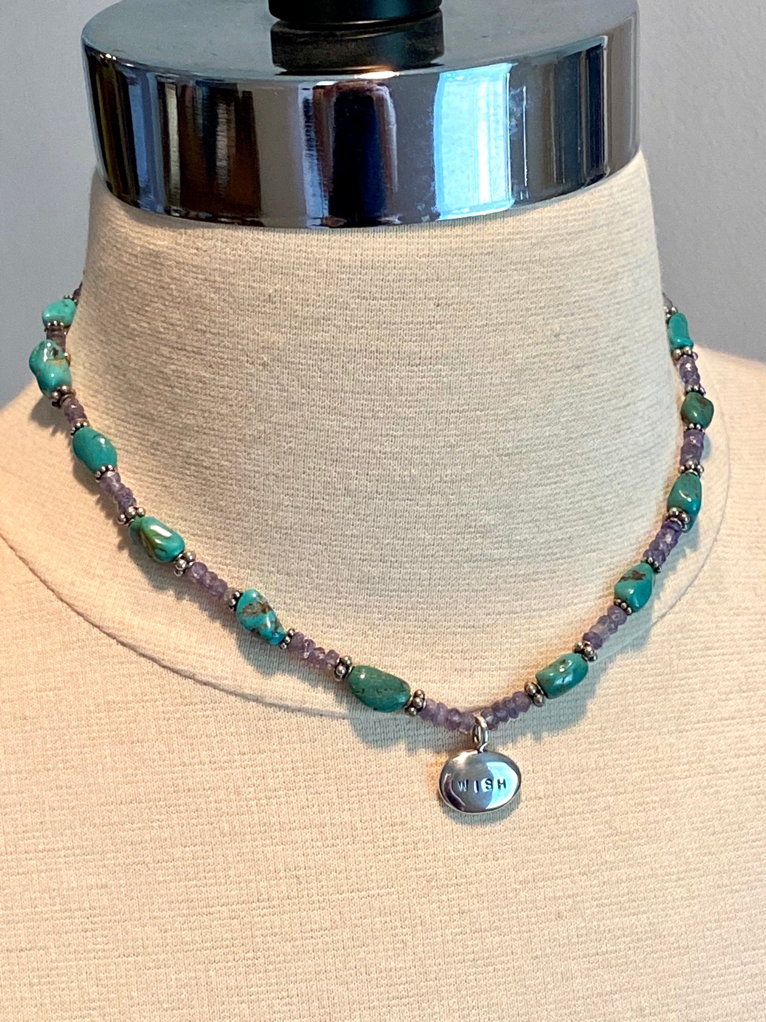Tanzanite & Turquoise Wish Nugget Beaded Necklace