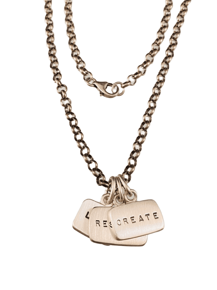 18” Sterling Silver Live Respect Create Tag Charm Necklace