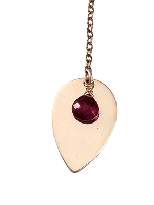 16" Garnet and Sterling Y Chain Drop Necklace