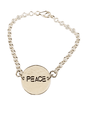 ‘Peace’ Sterling Hammered Disc ID Bracelet