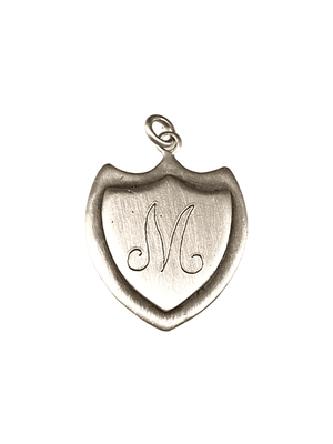 Engraved Large Trident Shield 'M' Initial