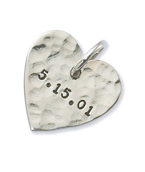 Personalized Sterling Silver Hammered Heart Charm